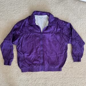 VTG Retro Nylon Purple Windbreaker Jacket Ruched 80s 90s Marina Bay Womens Sz 1X